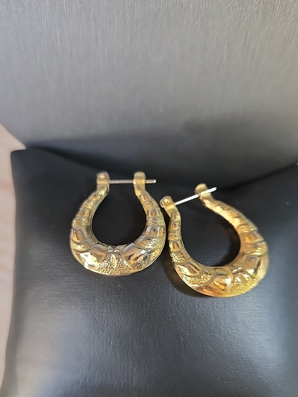 Gold-Tone Textured Hoop Earrings - Classic Women's Jewelry